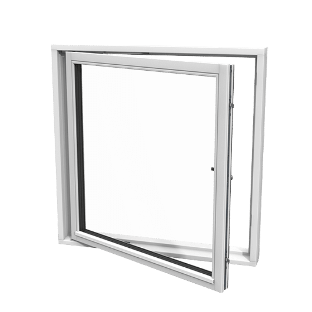Side-hung casement window opening inward