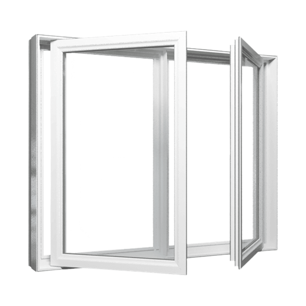 Tilt and turn window shown in both opening positions