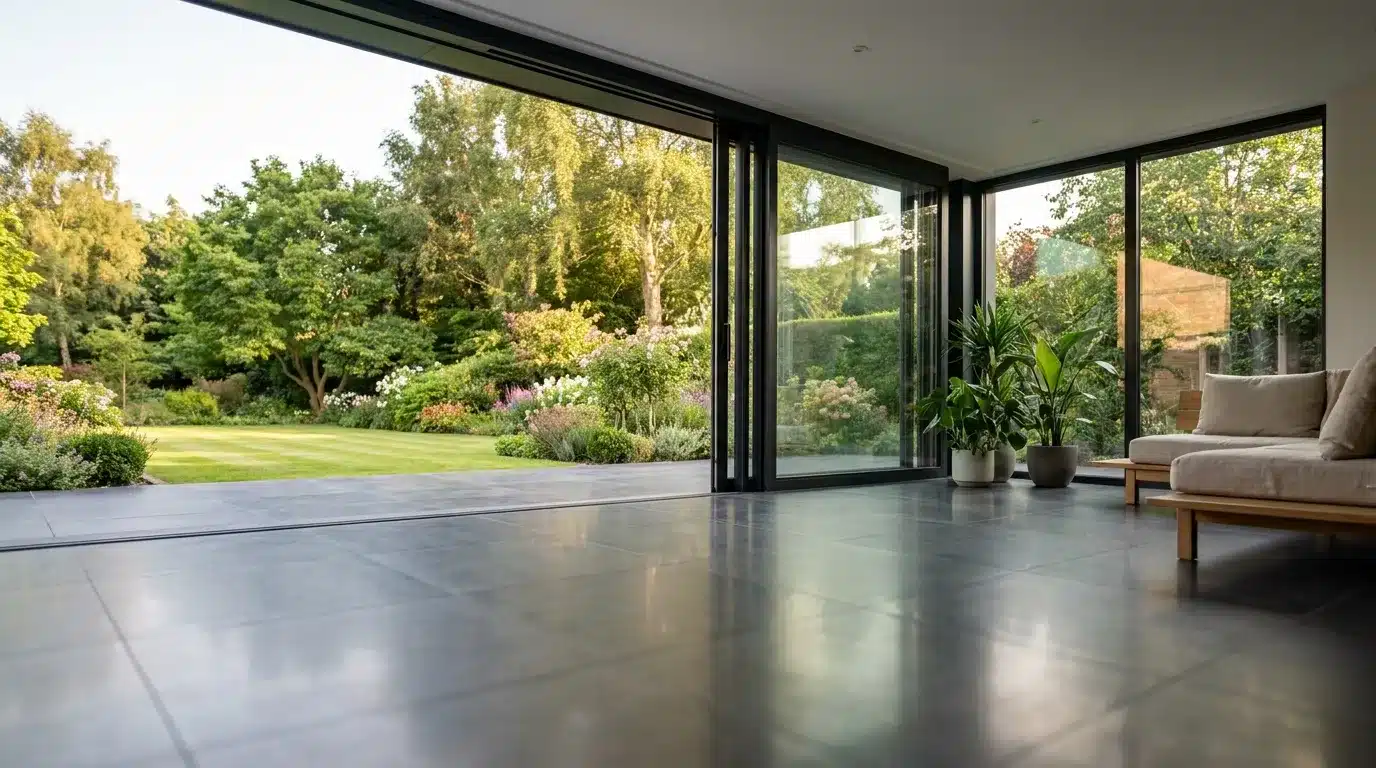 Bright sunroom extension with large windows