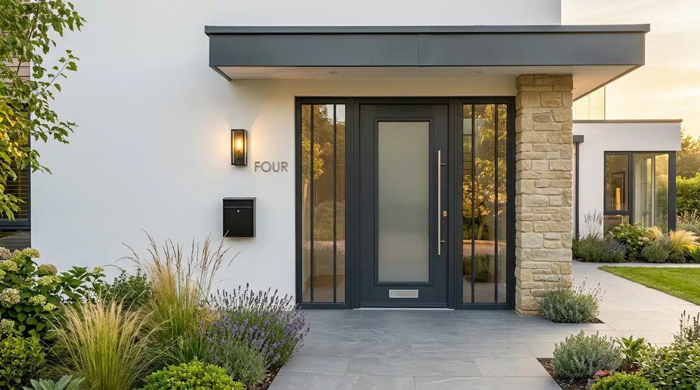 White PVCu front door
