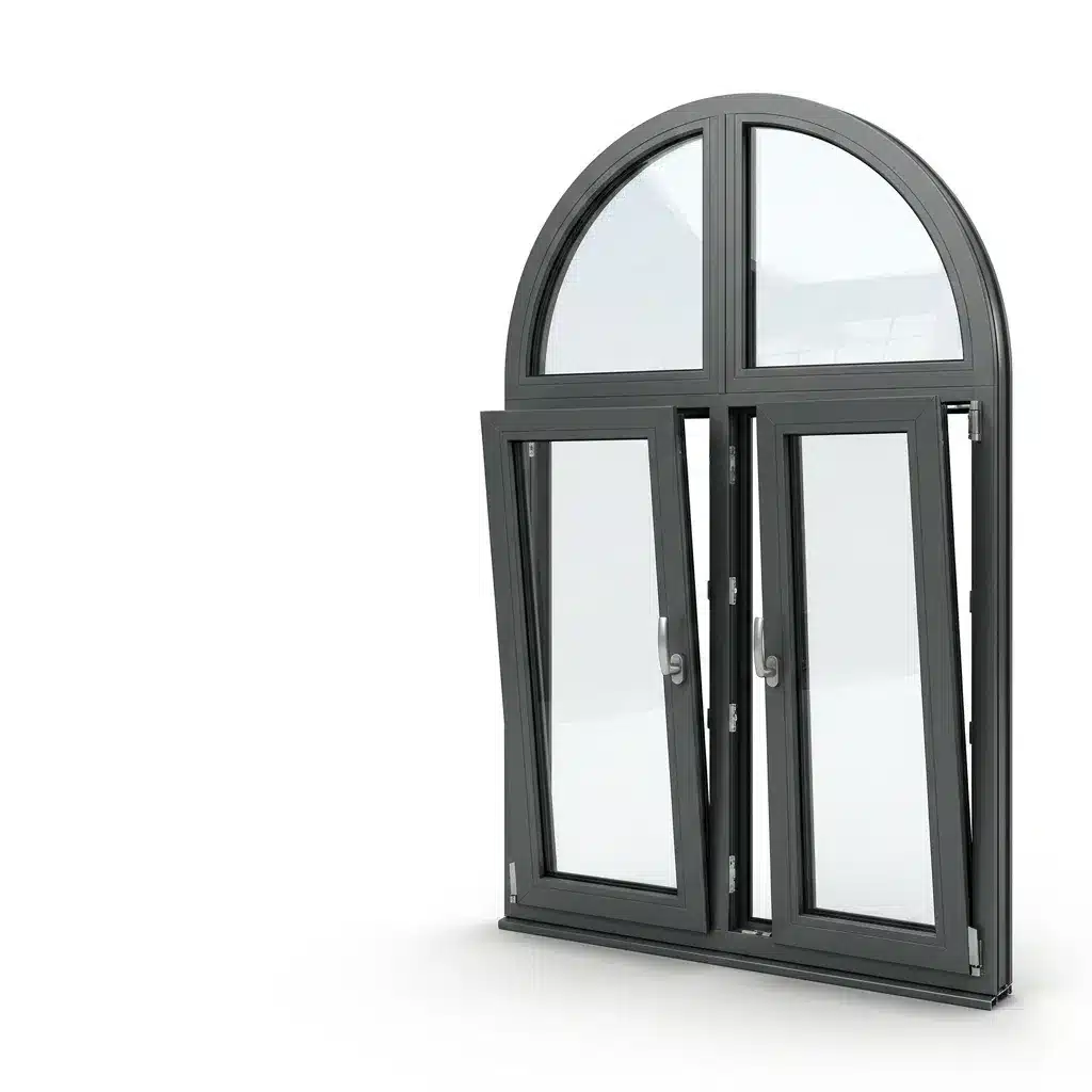 Arched black tilt and turn window
